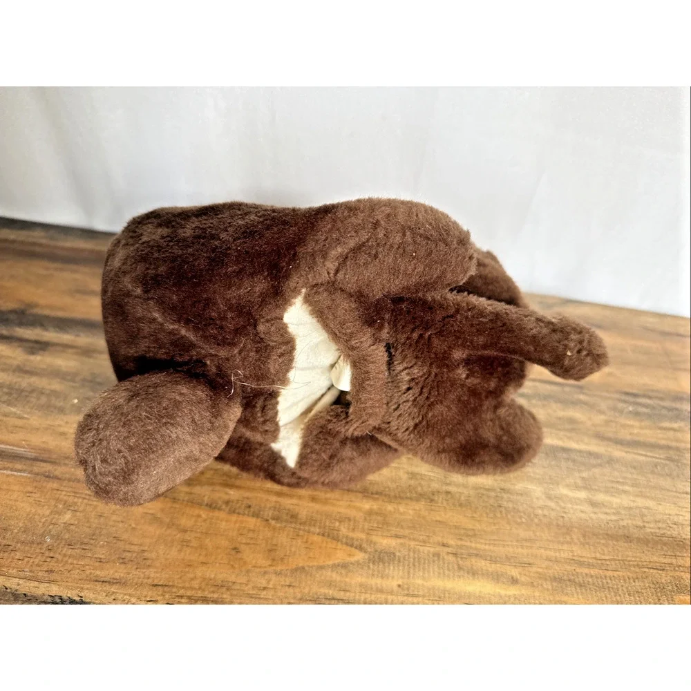 Vintage Puppet Toy Bunny Rabbit Velvet Stable Dark Brown Plush Animal 11